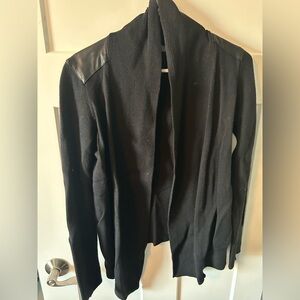 Banana Republic black cardigan with fake leather and supper detail - size small